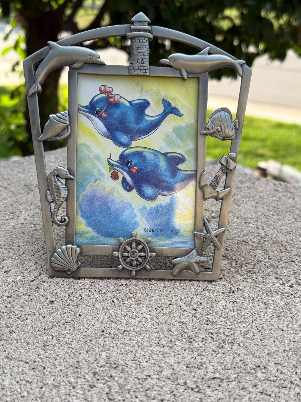 Nautical Dolphin Decorative Picture Frame - Silver Finish